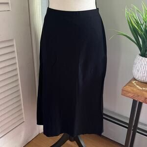 EILEEN FISHER Womens Skirt Medium Black Faux Wrap Stretch Minimalist Capsule